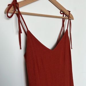 Terracotta midi dress with front slit